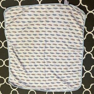 Baby  Blanket in Light Blue with Feather Print
